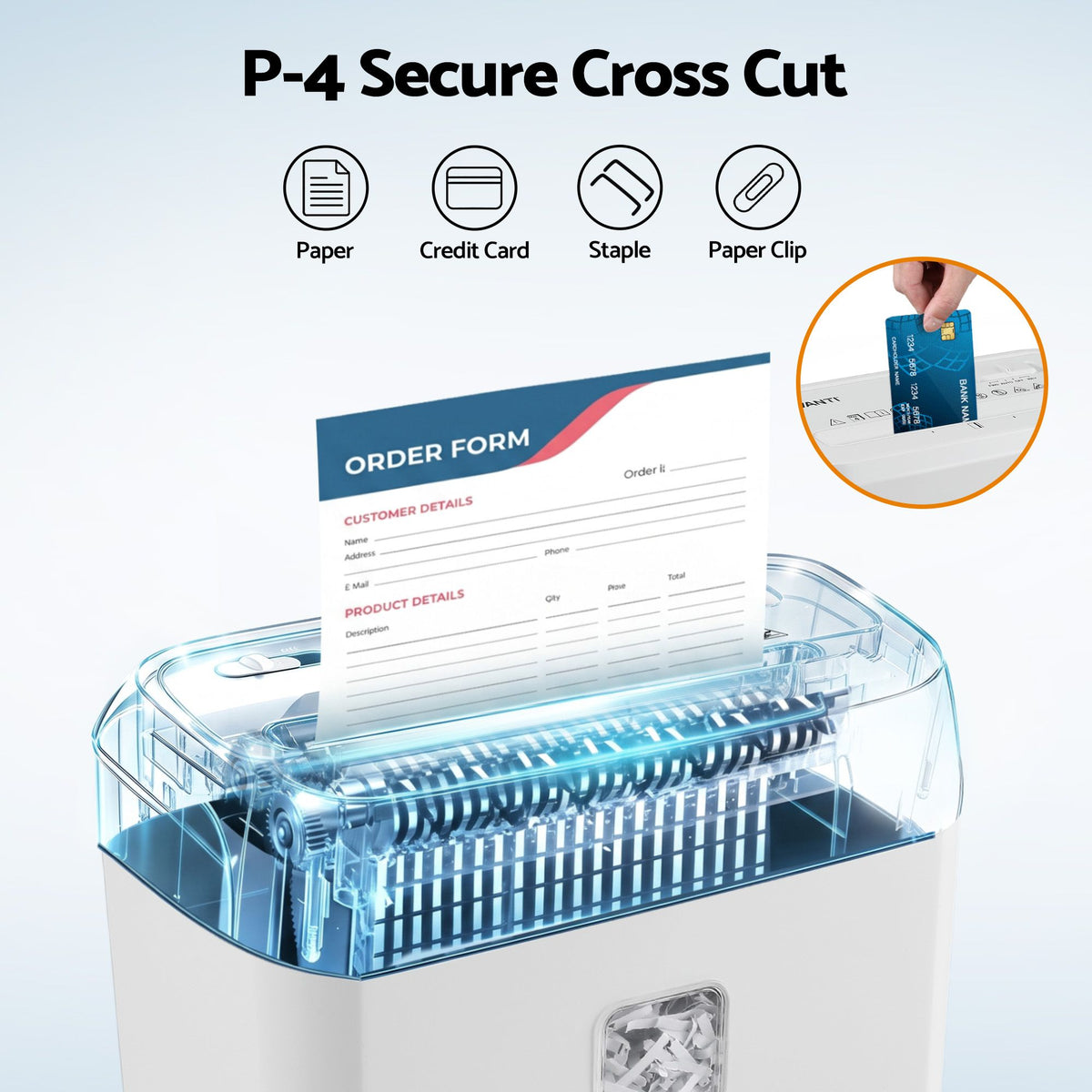 DEVANTI 8L Small Tabletop Paper Shredder 4 Sheet P4 Cross Cut Home Office Awezingly