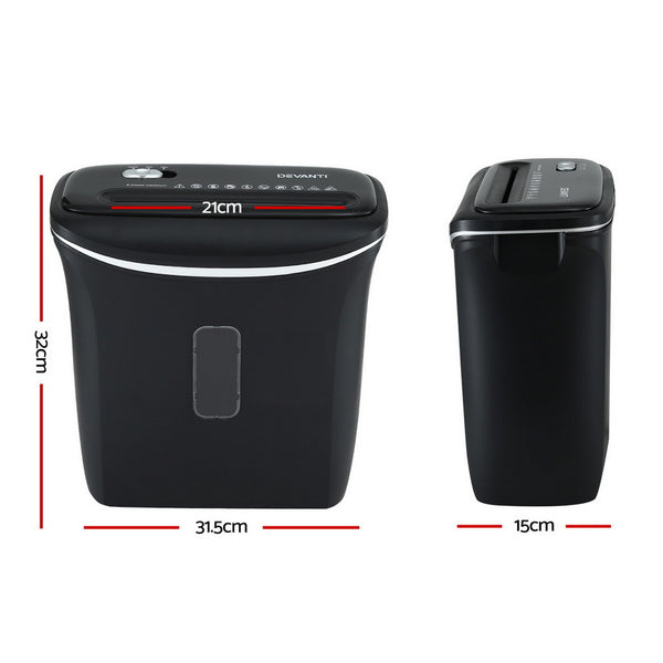 Devanti 12L Cross-Cut Shredder 8-Sheet Paper Home Office Credit Card Awezingly