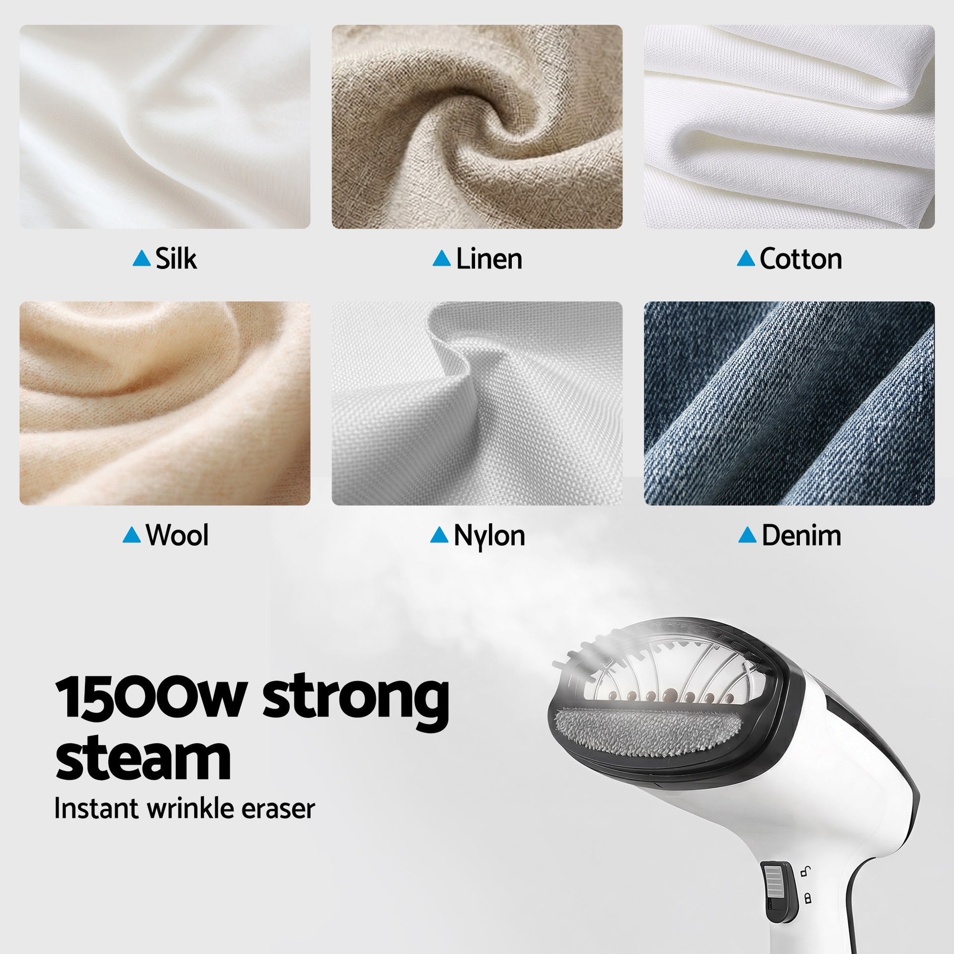 Devanti Clothes Steamer, 1500W Powerful Fast 30s Heat-Up Continuous Steam Lock 160ml Tank Fabric Brush Portable Handheld Steam Iron for Home Travel Business Trip Awezingly