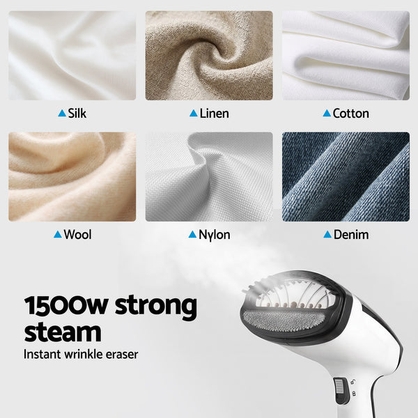 Devanti Clothes Steamer, 1500W Powerful Fast 30s Heat-Up Continuous Steam Lock 160ml Tank Fabric Brush Portable Handheld Steam Iron for Home Travel Business Trip Awezingly