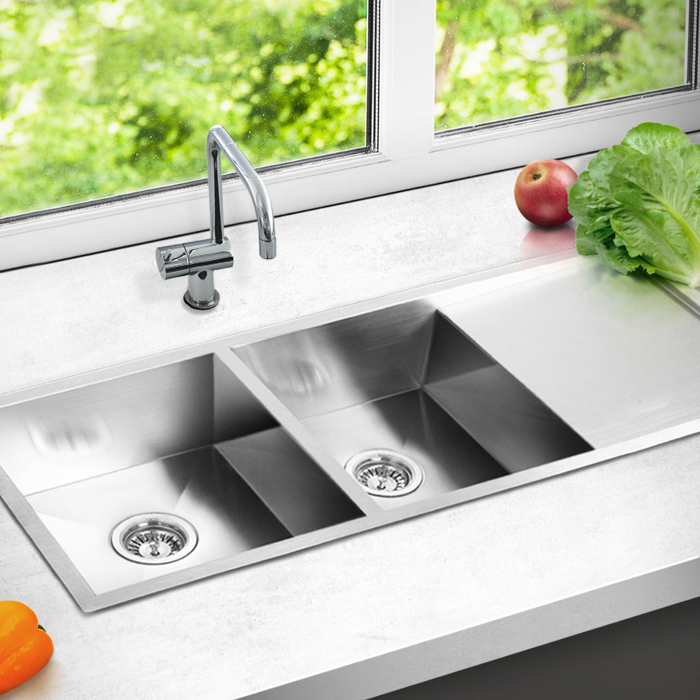 Cefito 111cm x 45cm Stainless Steel Kitchen Sink Under/Top/Flush Mount Silver Cefito