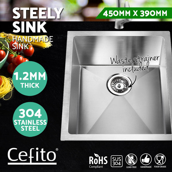 Cefito 39cm x 45cm Stainless Steel Kitchen Sink Under/Top/Flush Mount Silver Cefito