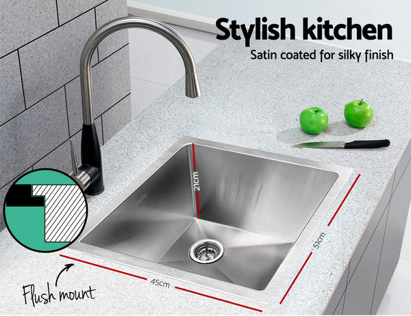 Cefito 51cm x 45cm Stainless Steel Kitchen Sink Under/Top/Flush Mount Silver Cefito