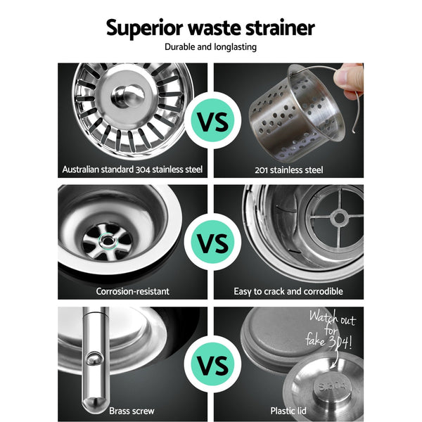 Cefito 53cm x 50cm Stainless Steel Kitchen Sink Under/Top/Flush Mount Silver Cefito