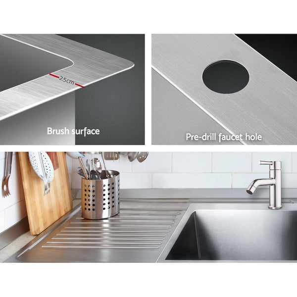 Cefito 53cm x 50cm Stainless Steel Kitchen Sink Under/Top/Flush Mount Silver Cefito