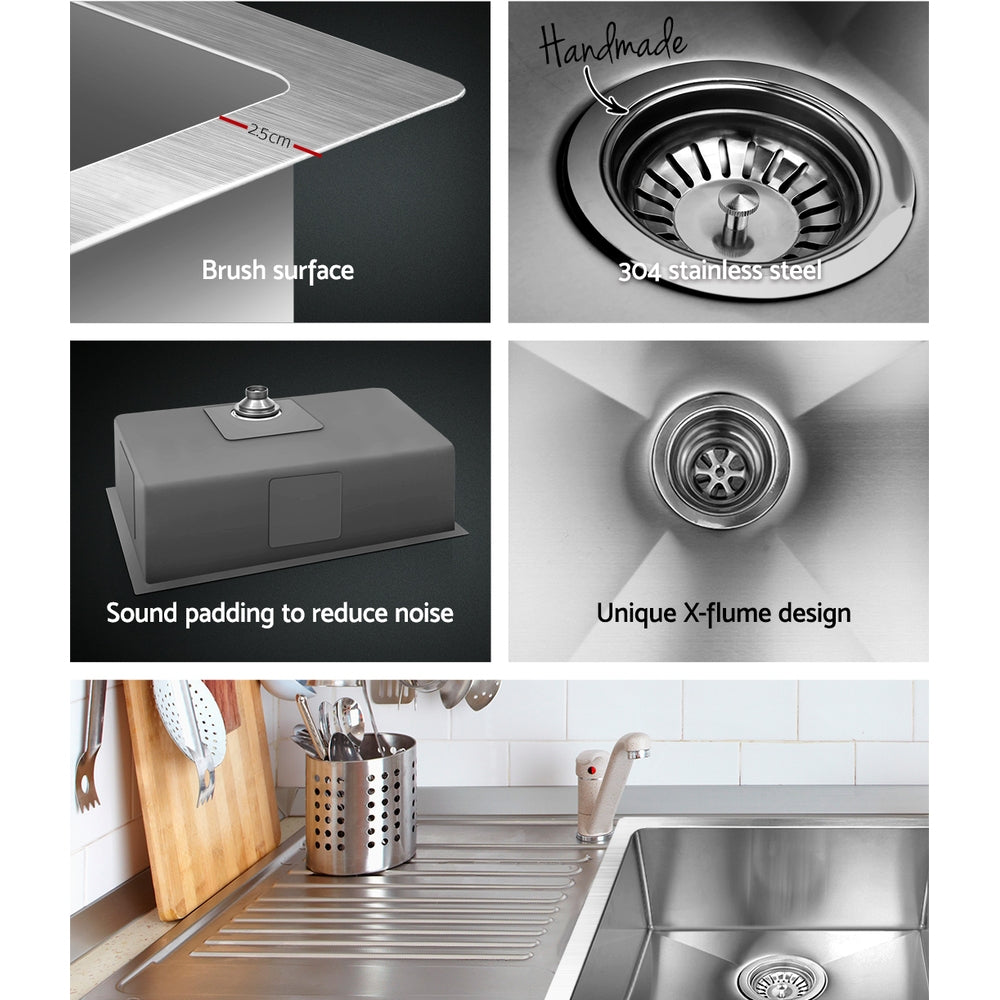Cefito 70cm x 45cm Stainless Steel Kitchen Sink Under/Top/Flush Mount Silver Cefito