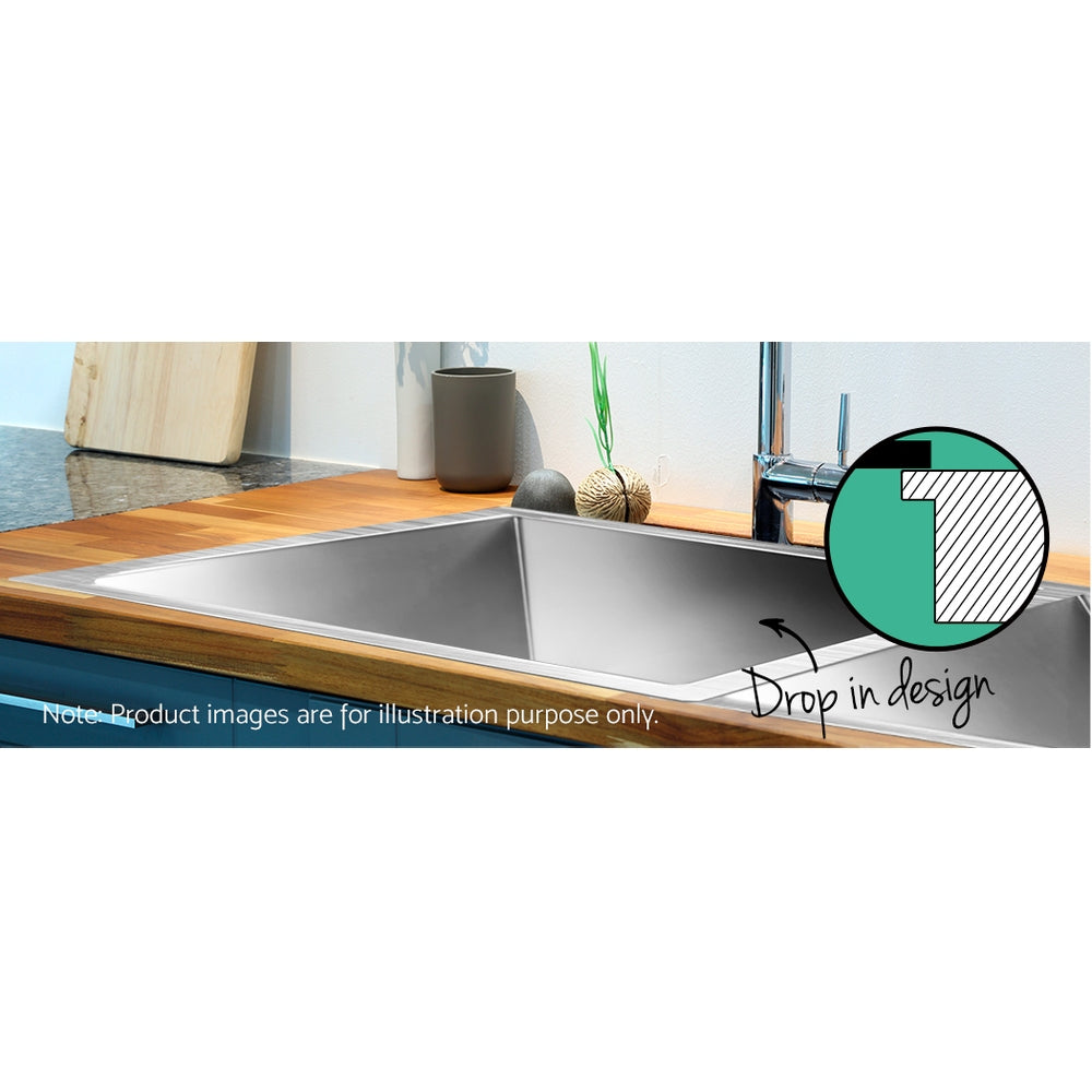 Cefito 77cm x 45cm Stainless Steel Kitchen Sink Under/Top/Flush Mount Silver Cefito