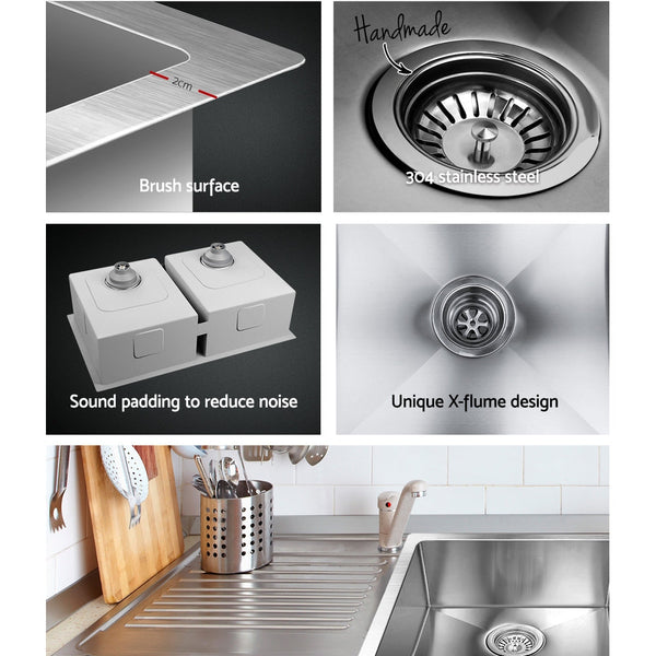 Cefito 86.5cm x 44cm Stainless Steel Kitchen Sink Under/Top/Flush Mount Silver Cefito