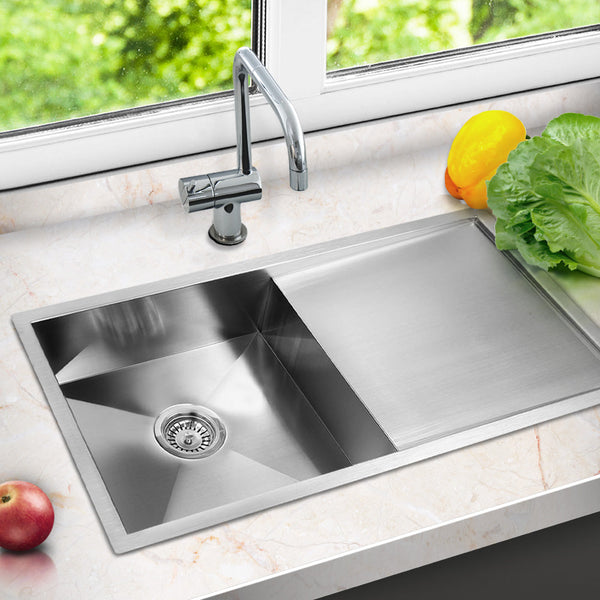 Cefito 87cm x 45cm Stainless Steel Kitchen Sink Under/Top/Flush Mount Silver Cefito