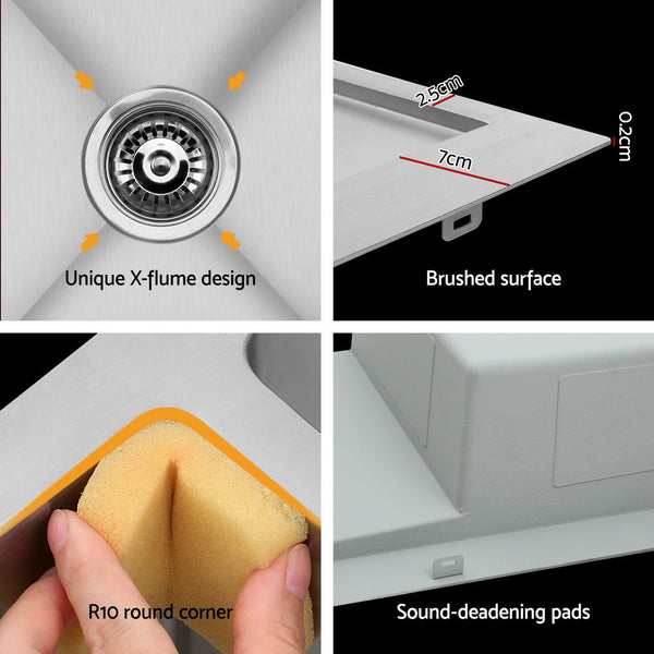 Cefito Kitchen Sink Basin Stainless Steel Under/Top/Flush Mount Bowl 155X50CM Cefito