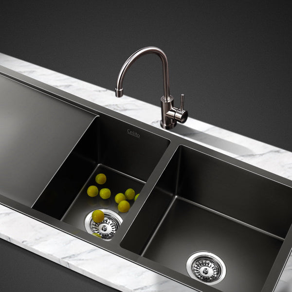 Cefito 100cm x 45cm Stainless Steel Kitchen Sink Under/Top/Flush Mount Black Cefito