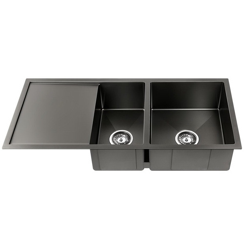 Cefito 100cm x 45cm Stainless Steel Kitchen Sink Under/Top/Flush Mount Black Cefito