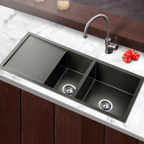 Cefito 100cm x 45cm Stainless Steel Kitchen Sink Under/Top/Flush Mount Black Cefito