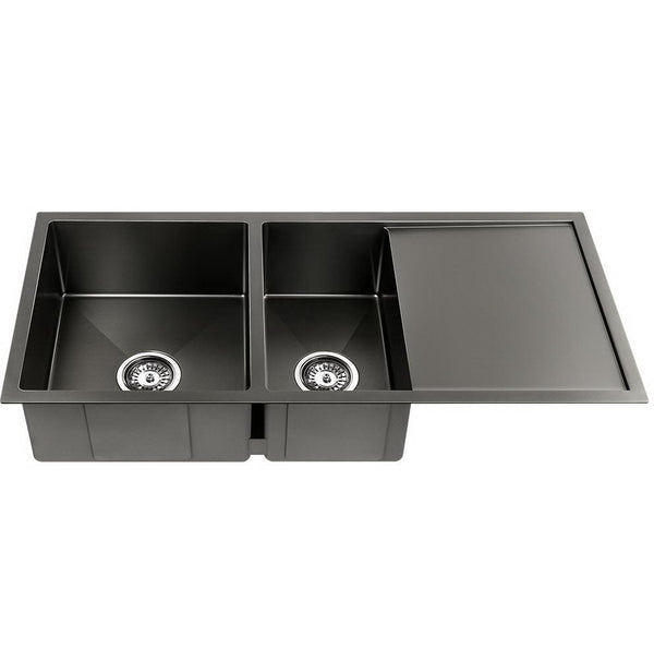 Cefito 100cm x 45cm Stainless Steel Kitchen Sink Under/Top/Flush Mount Black Cefito