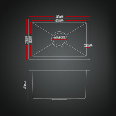 Cefito Stainless Steel Sink 30x45CM With Pull Out Mixer Tap Kitchen Basin Single Bowl Black