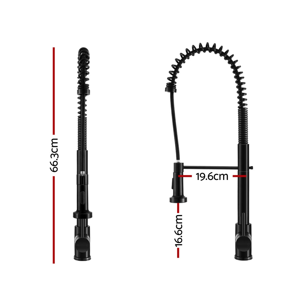 Cefito Stainless Steel Sink 51x45CM With Pull Out Mixer Tap Kitchen Single Bowl Black Cefito