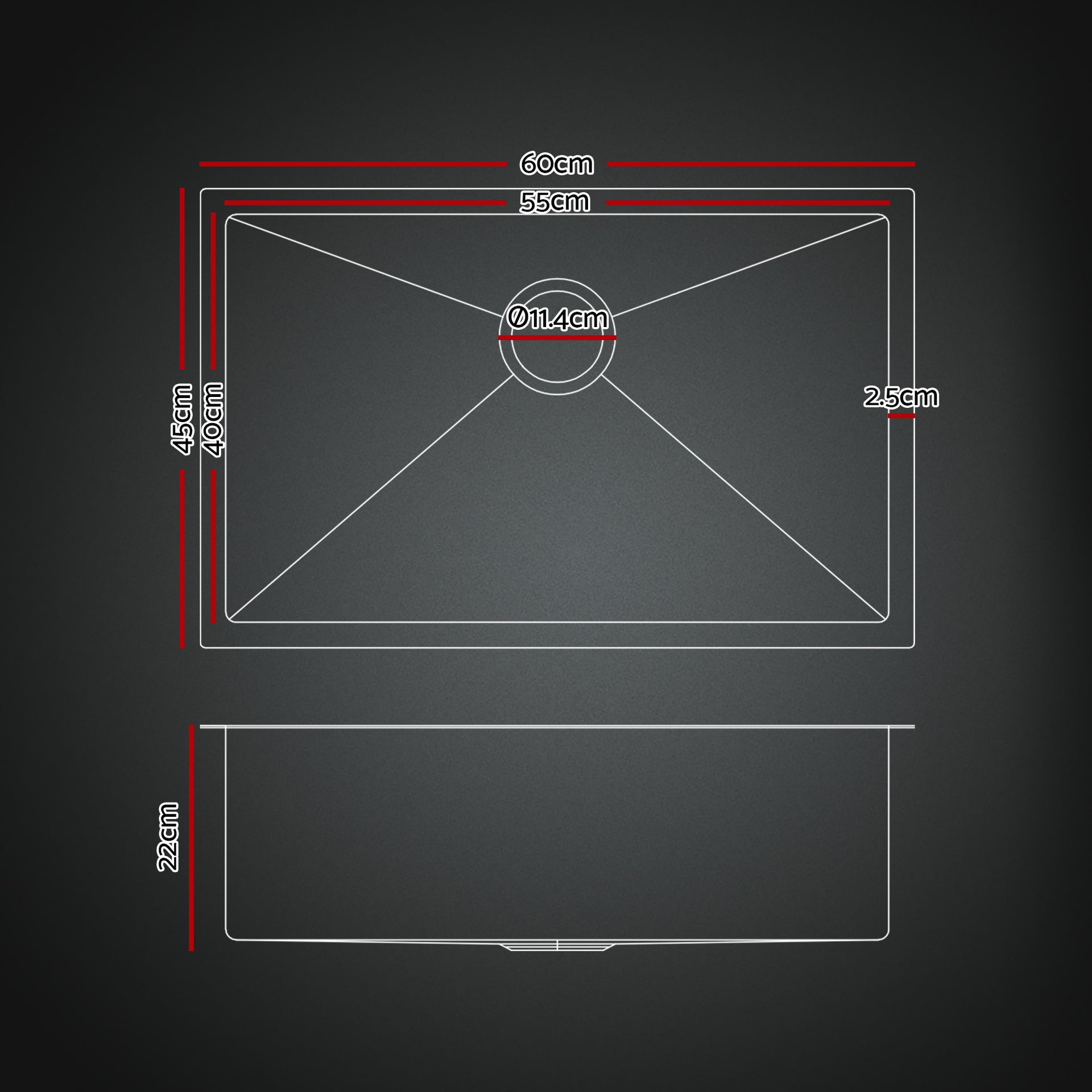Cefito Stainless Steel Sink 60x45CM With Pull Out Mixer Tap Kitchen Basin Single Bowl Black Awezingly