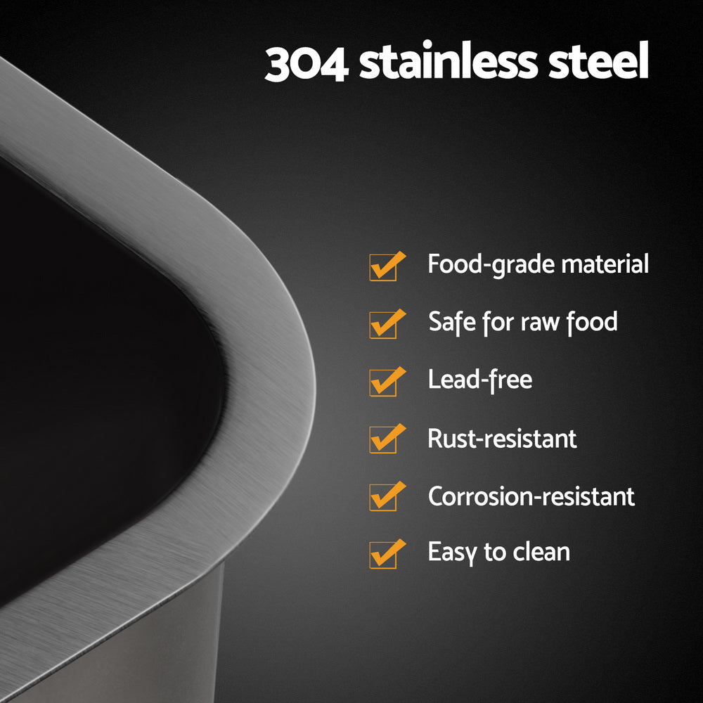 Cefito Kitchen Sink 30X36CM Stainless Steel Nano Basin Single Bowl Black Cefito