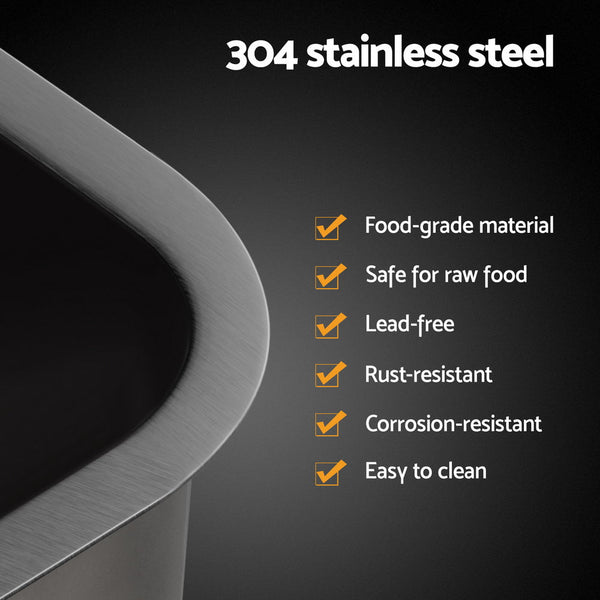 Cefito Kitchen Sink 30X36CM Stainless Steel Nano Basin Single Bowl Black Cefito