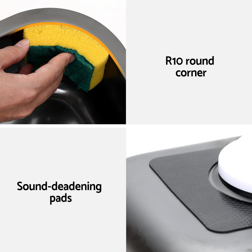 Cefito Kitchen Sink 30X36CM Stainless Steel Nano Basin Single Bowl Black Cefito