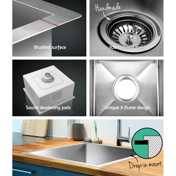 Cefito 36cm x 36cm Stainless Steel Kitchen Sink Under/Top/Flush Mount Silver Cefito