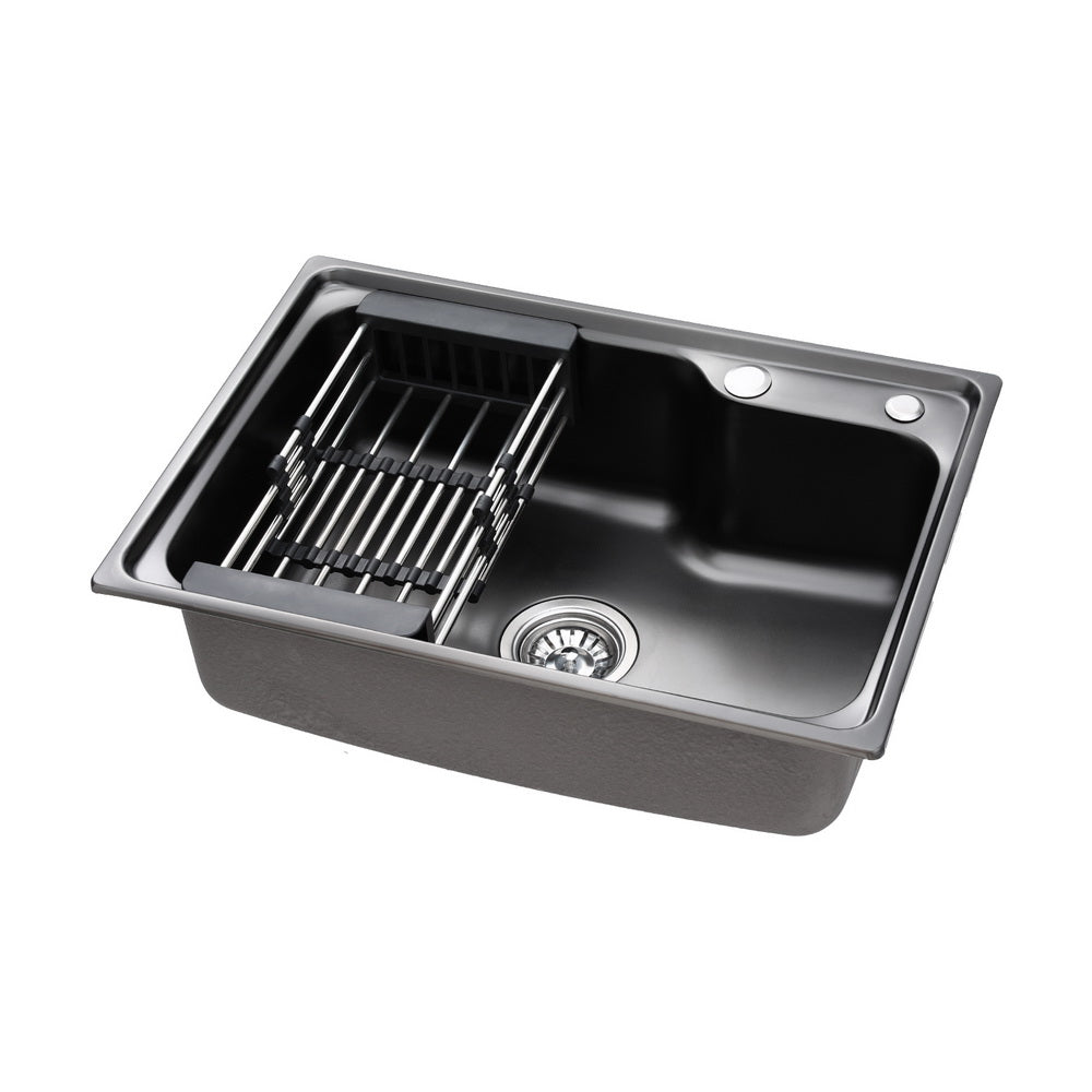 Cefito Kitchen Sink 61X43CM Stainless Steel Basin Single Bowl Black Drain Basket Cefito