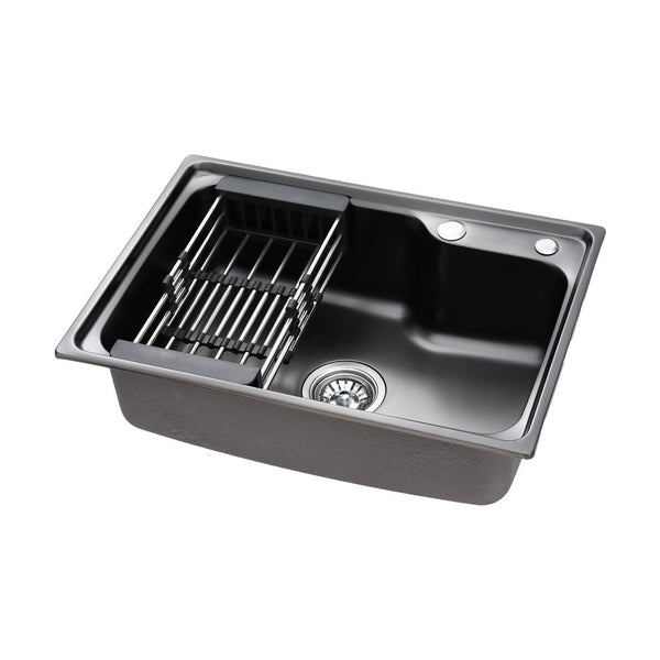 Cefito Kitchen Sink 61X43CM Stainless Steel Basin Single Bowl Black Drain Basket Cefito