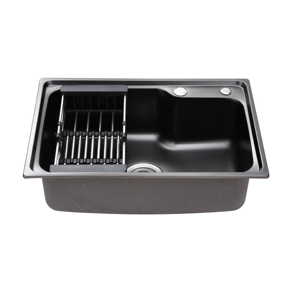 Cefito Kitchen Sink 61X43CM Stainless Steel Basin Single Bowl Black Drain Basket Cefito