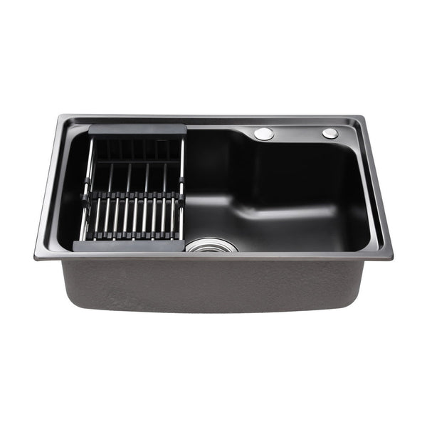 Cefito Kitchen Sink 61X43CM Stainless Steel Basin Single Bowl Black Drain Basket Cefito