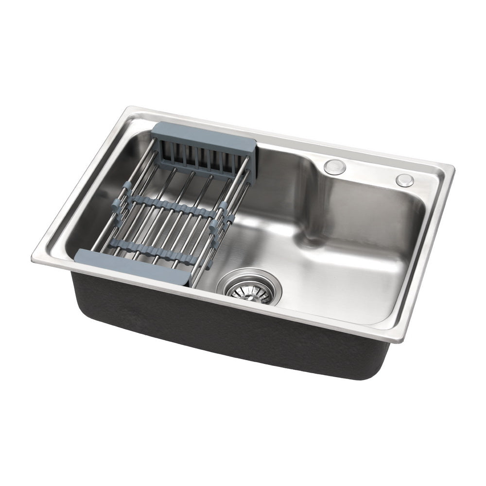 Cefito Kitchen Sink 61X43CM Stainless Steel Basin Single Bowl Silver Drain Basket Cefito