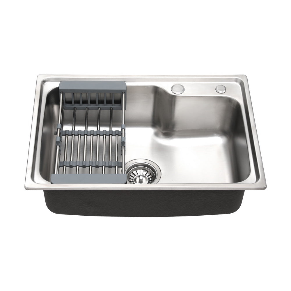 Cefito Kitchen Sink 61X43CM Stainless Steel Basin Single Bowl Silver Drain Basket Cefito
