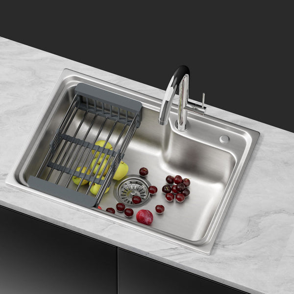 Cefito Kitchen Sink 61X43CM Stainless Steel Basin Single Bowl Silver Drain Basket Cefito