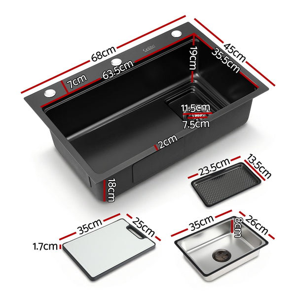 Cefito Kitchen Sink 304 Stainless Steel Bar Sink Millet Grain Water Basin Sink Awezingly