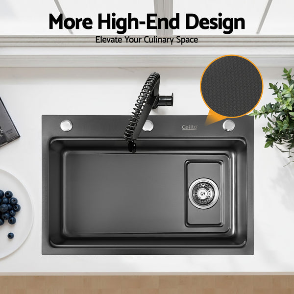 Cefito Kitchen Sink 304 Stainless Steel Bar Sink Millet Grain Water Basin Sink Awezingly