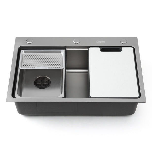 Cefito Kitchen Sink 304 Stainless Steel Bar Sink Millet Grain Water Basin Sink Awezingly