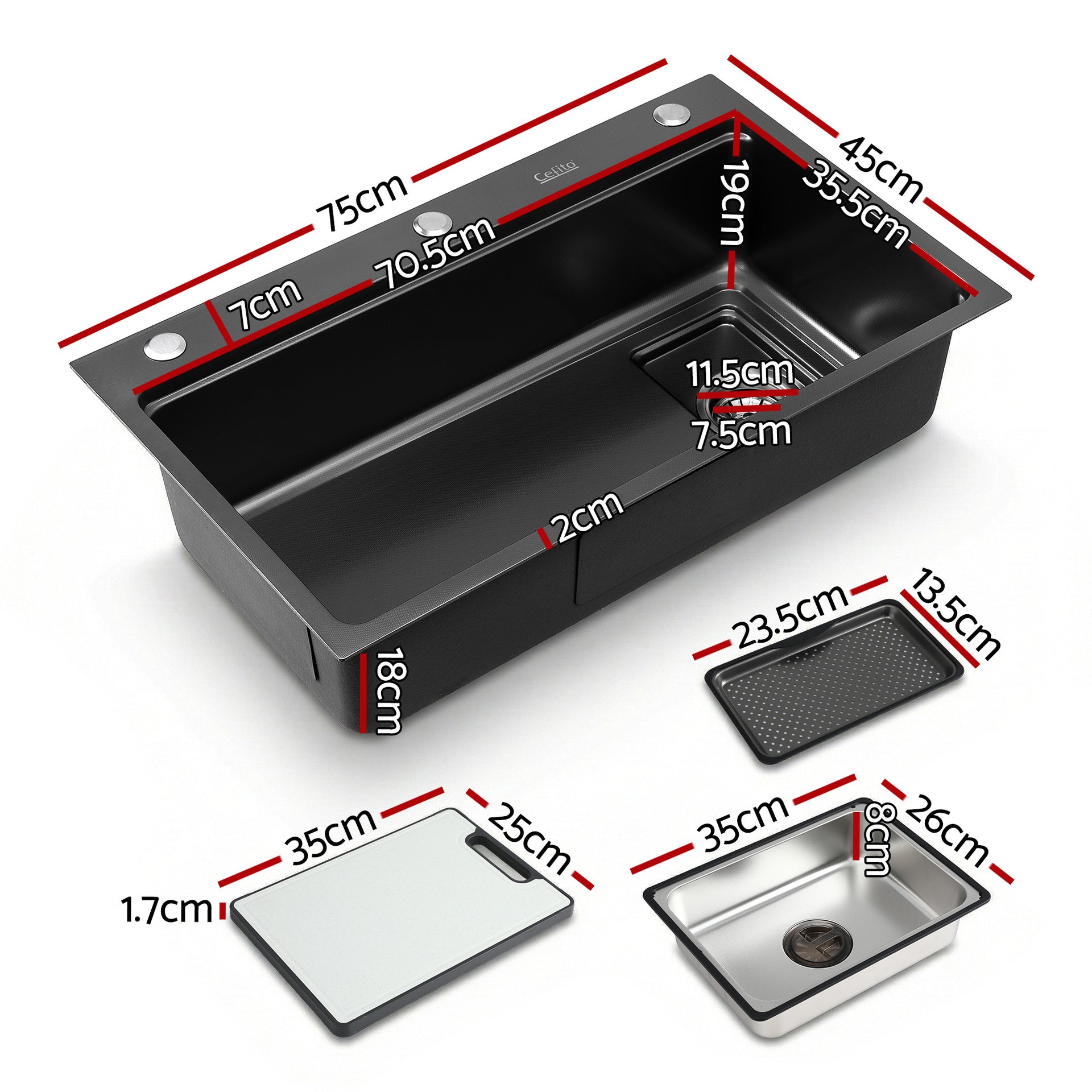 Cefito Kitchen Sink 304 Stainless Steel Bar Sink Millet Grain Water Basin Sink Awezingly
