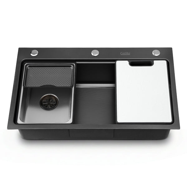 Cefito Kitchen Sink 304 Stainless Steel Bar Sink Millet Grain Water Basin Sink Awezingly