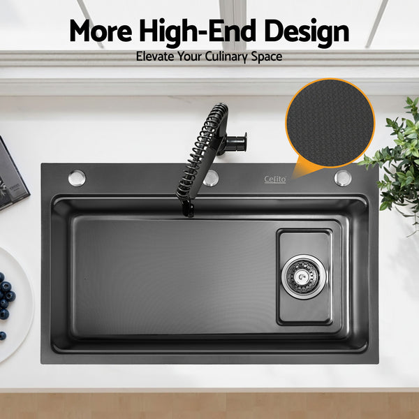 Cefito Kitchen Sink 304 Stainless Steel Bar Sink Millet Grain Water Basin Sink Awezingly