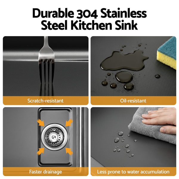 Cefito Kitchen Sink 304 Stainless Steel Bar Sink Millet Grain Water Basin Sink Awezingly