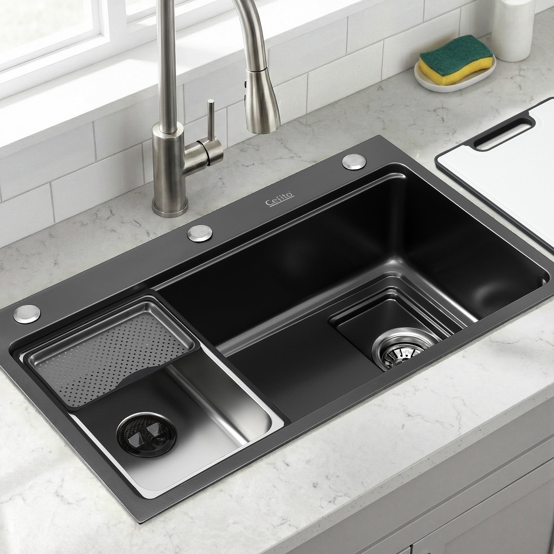 Cefito Kitchen Sink 304 Stainless Steel Bar Sink Millet Grain Water Basin Sink Awezingly