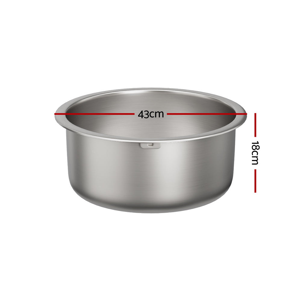 Cefito Kitchen Sink 43cm Round Stainless Steel Basin Single Bowl Silver Cefito