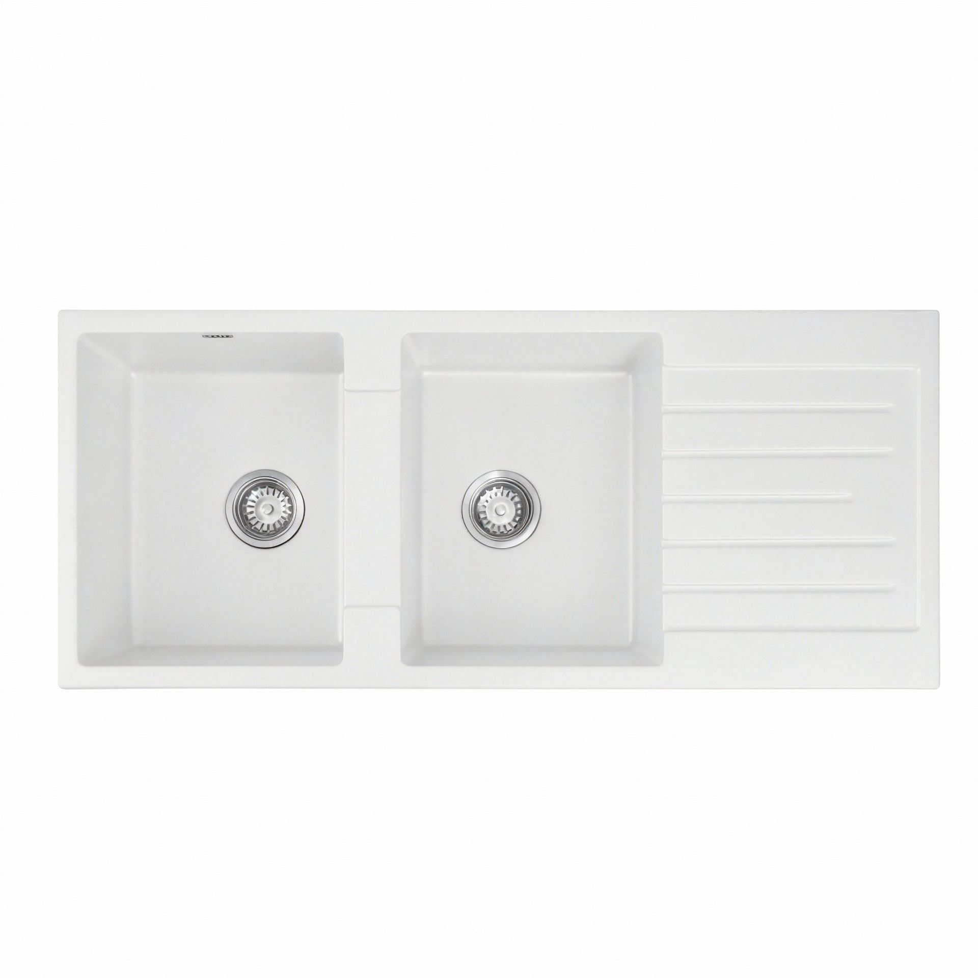 Cefito Kitchen Sink 116x50cm Granite Stone Sink Double Bowl White Awezingly