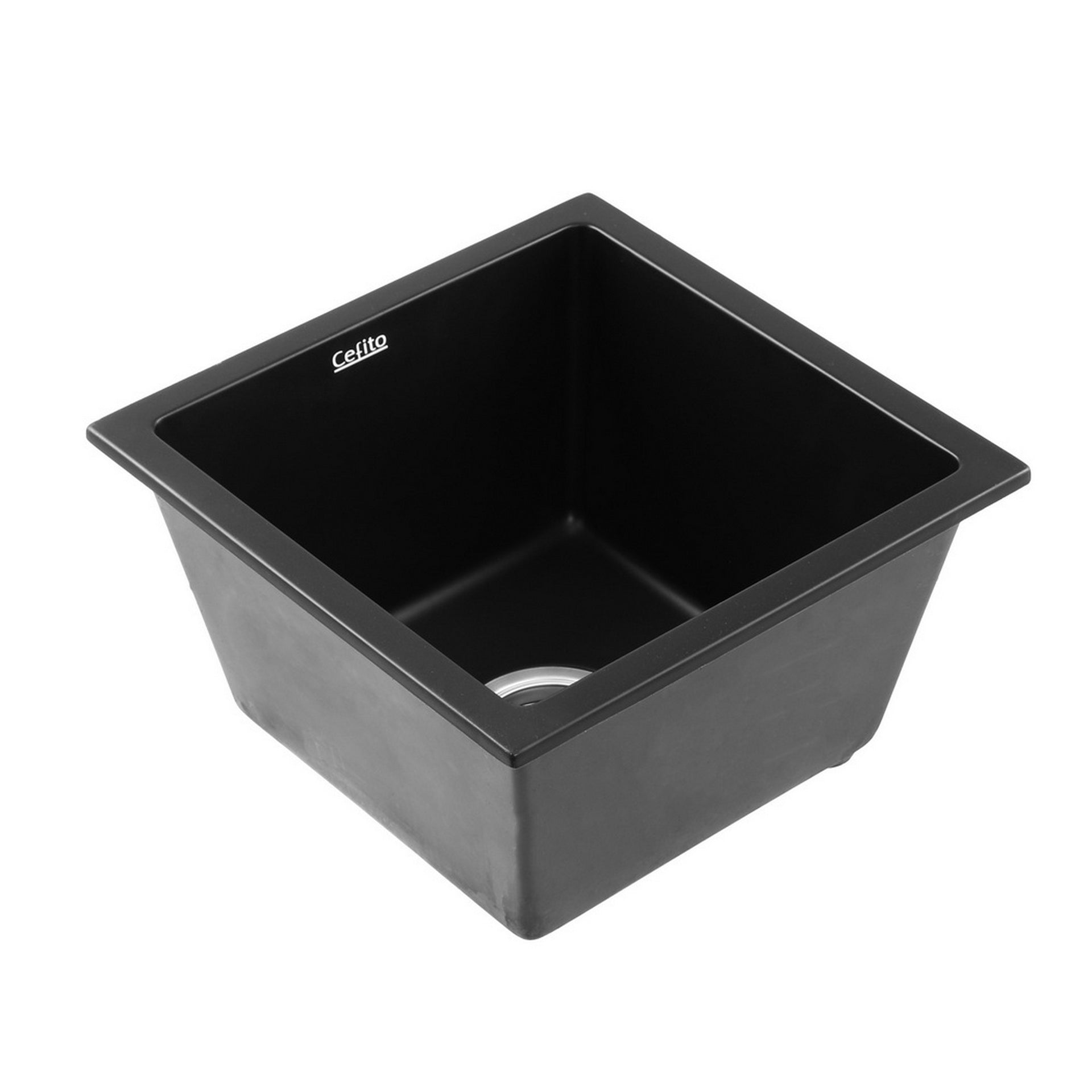 Cefito Kitchen Sink 38x38cm Granite Stone Sink Single Bowl Black Awezingly