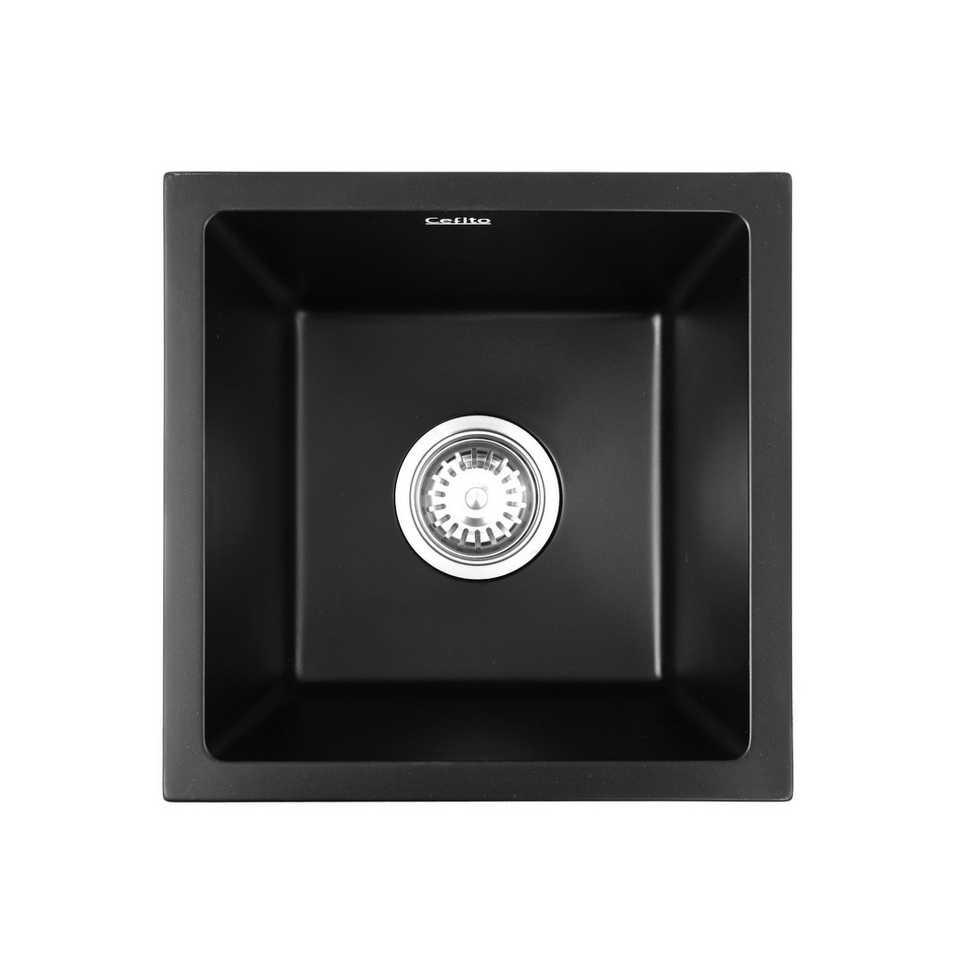 Cefito Kitchen Sink 38x38cm Granite Stone Sink Single Bowl Black Awezingly