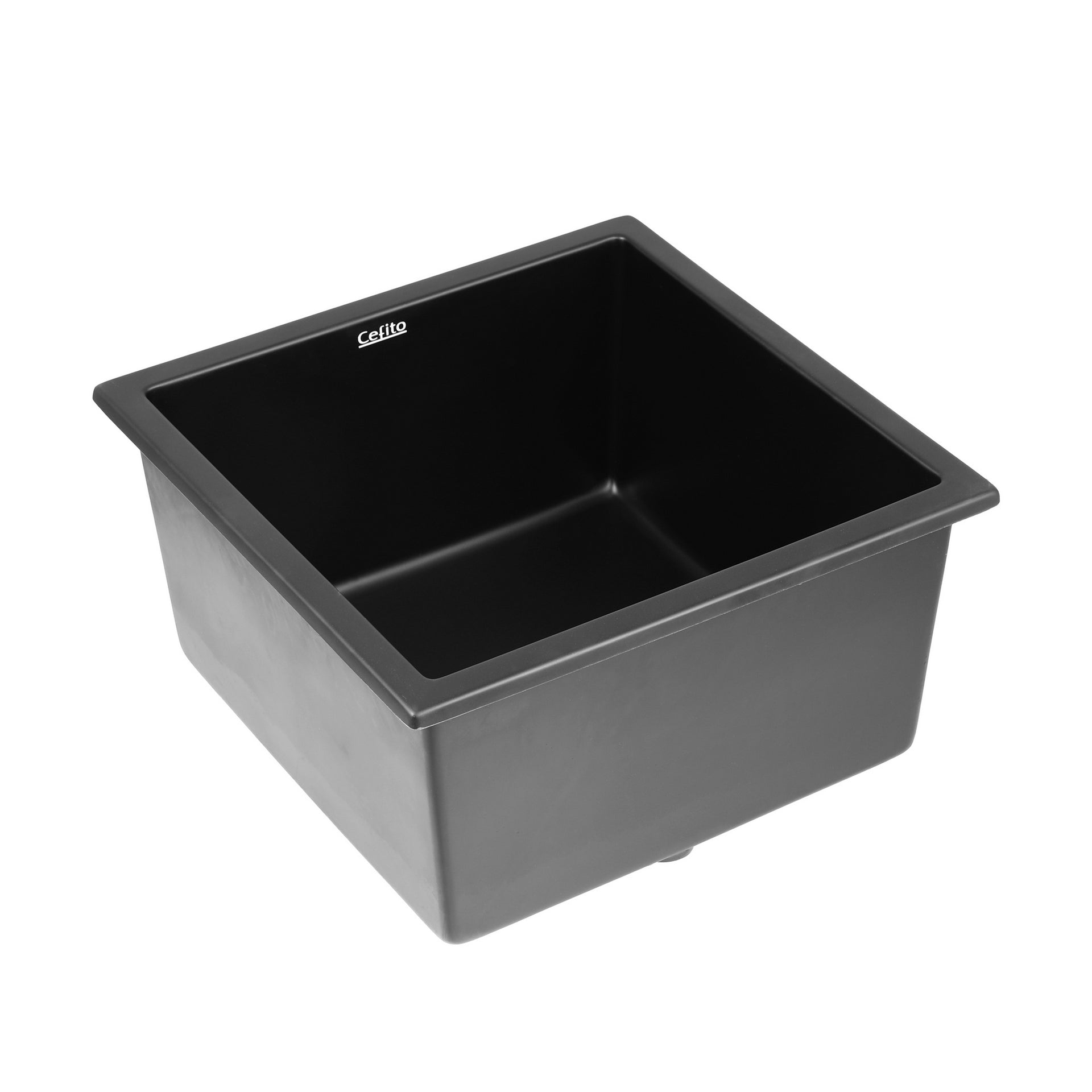 Cefito Kitchen Sink 45x45cm Granite Stone Sink Single Bowl Black Awezingly