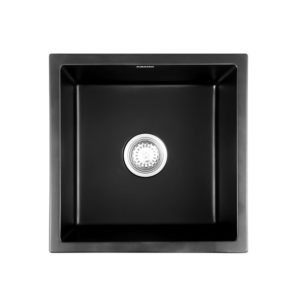 Cefito Kitchen Sink 45x45cm Granite Stone Sink Single Bowl Black Awezingly