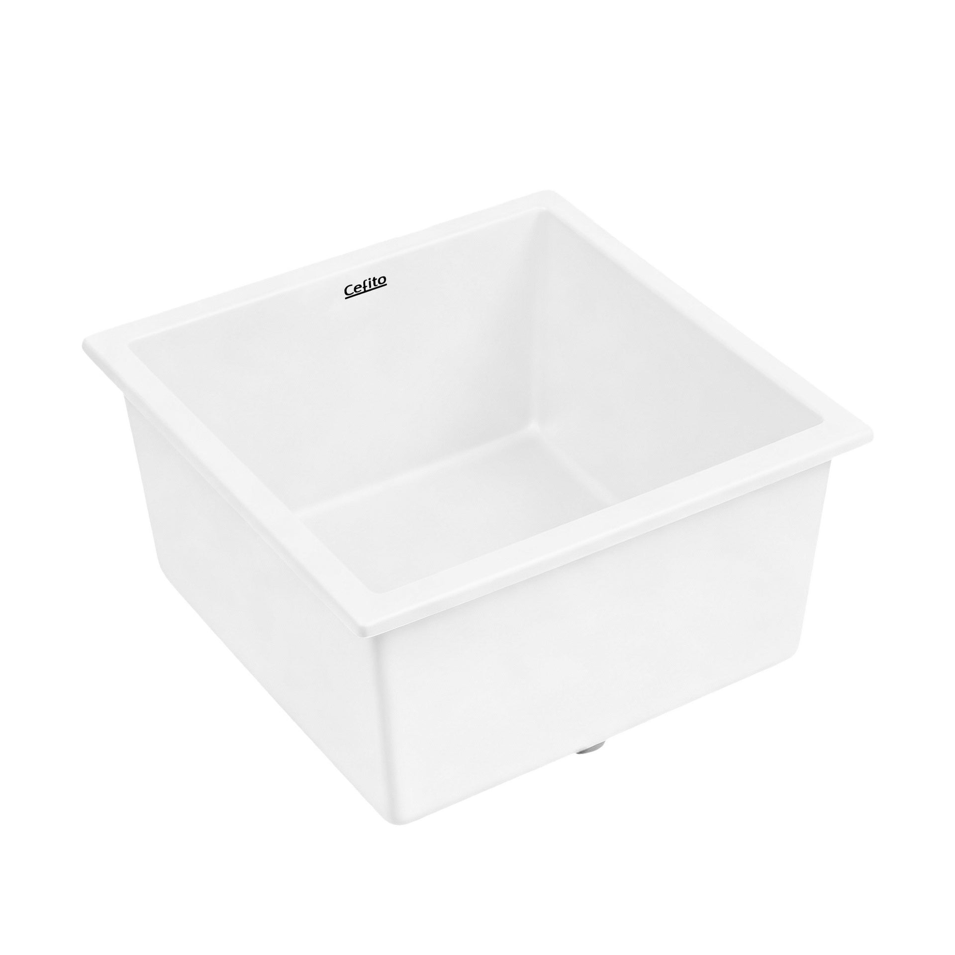Cefito Kitchen Sink 45x45cm Granite Stone Sink Single Bowl White Awezingly