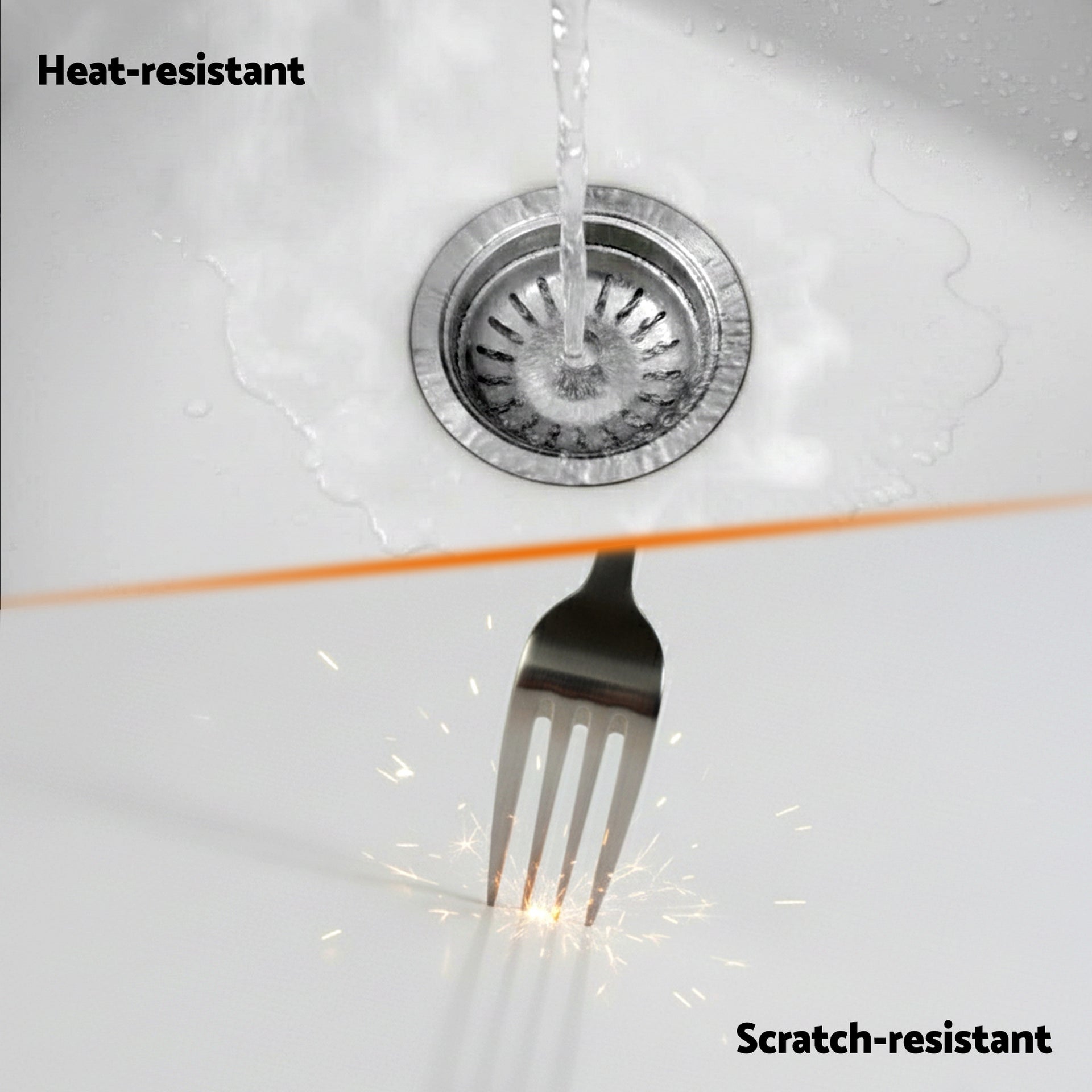 Cefito Kitchen Sink 45x45cm Granite Stone Sink Single Bowl White Awezingly