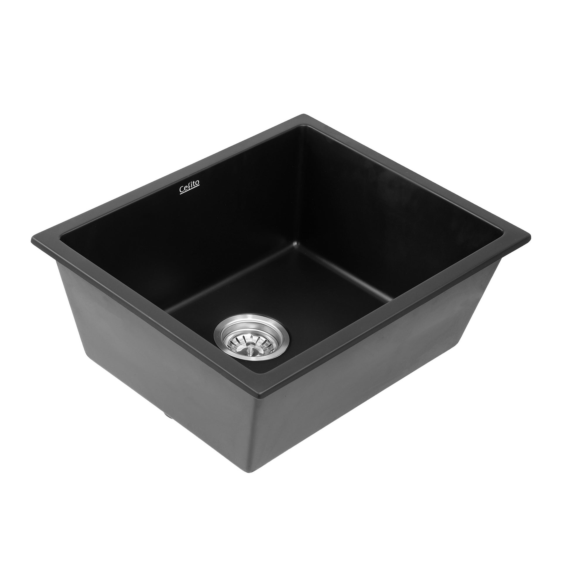 Cefito Kitchen Sink 55x45cm Granite Stone Sink Single Bowl Black Awezingly
