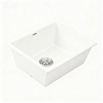 Cefito Kitchen Sink 55x45cm Granite Stone Sink Single Bowl White